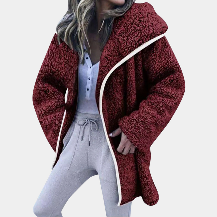Cadence - Modische Plüsch-Kapuzenjacke für Damen