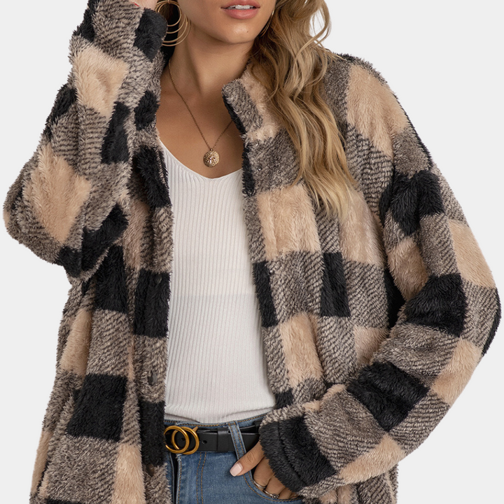 Kahlia - Eleganter Kariertes Damenmantel