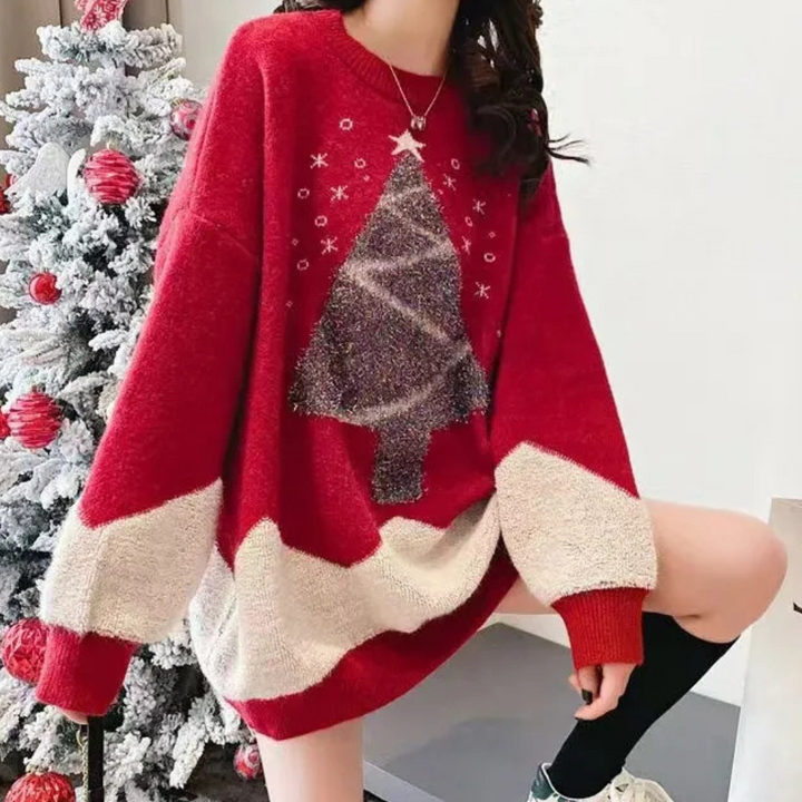 Phoebie - Festlicher Weihnachtsbaum-Pullover für Frauen