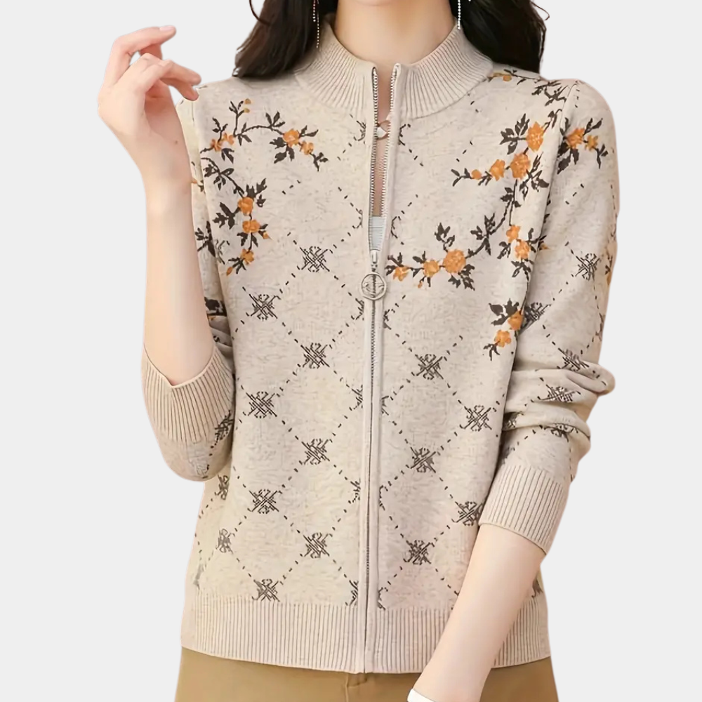 Justa - Trendige Geblümte Strickjacke für Damen