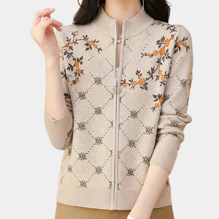 Justa - Trendige Geblümte Strickjacke für Damen