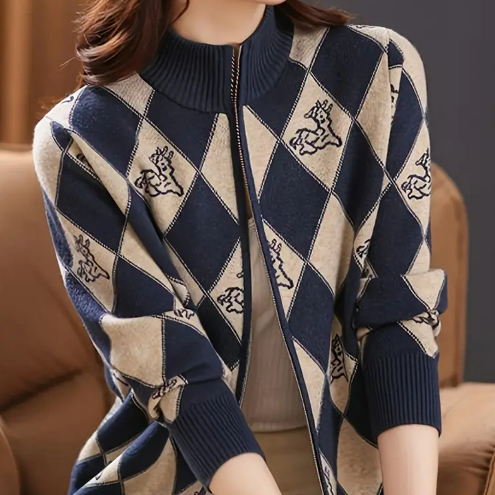 Alvira - Bequeme Reißverschluss Strickjacke für Damen