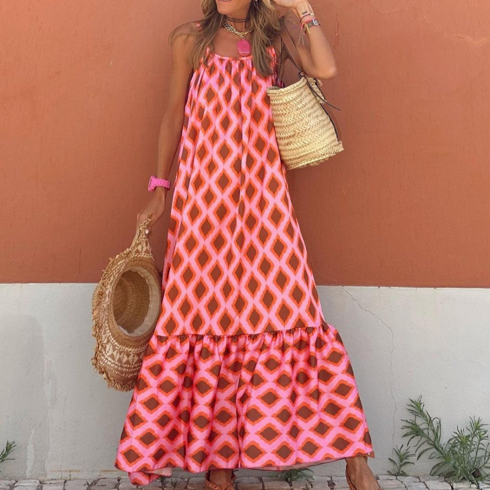 Kaya - Geometrischer Druck Ärmelloses Kleid für Damen