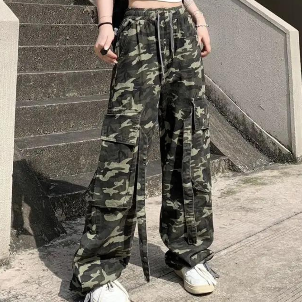 Elera - Urbane Tarnhose mit Hoher Taille für Damen