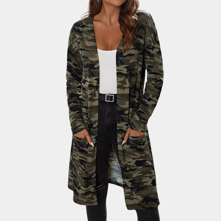 Prisca - Praktische Lange Tarnjacke für Damen