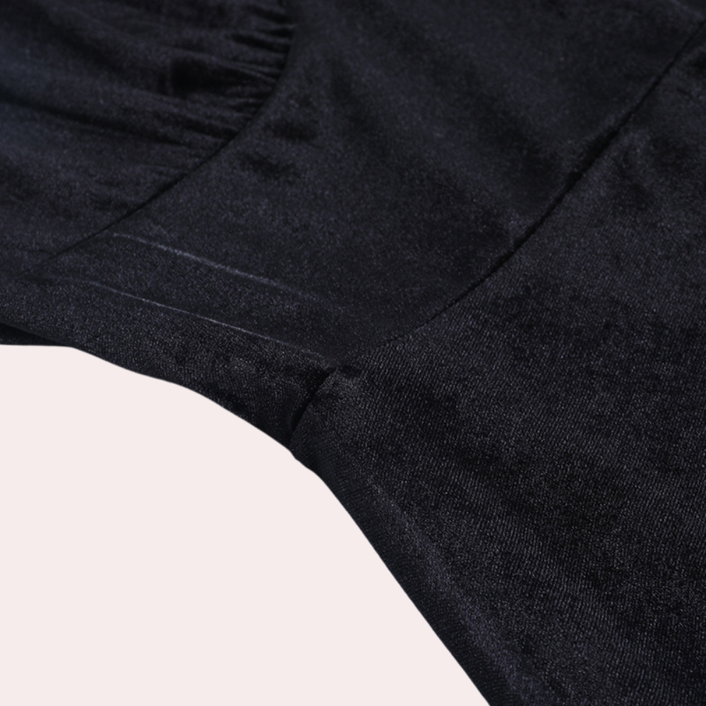 Genoveva - Stylisches Samtkleid mit Langen Spitzenärmeln