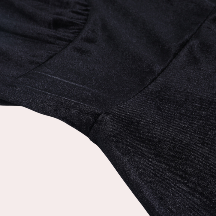 Genoveva - Stylisches Samtkleid mit Langen Spitzenärmeln