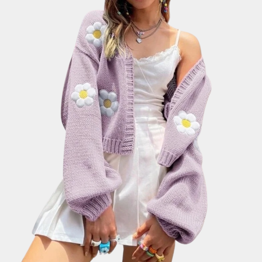 Fernanda - Exklusive Damen-Strickjacke mit Blumenmuster