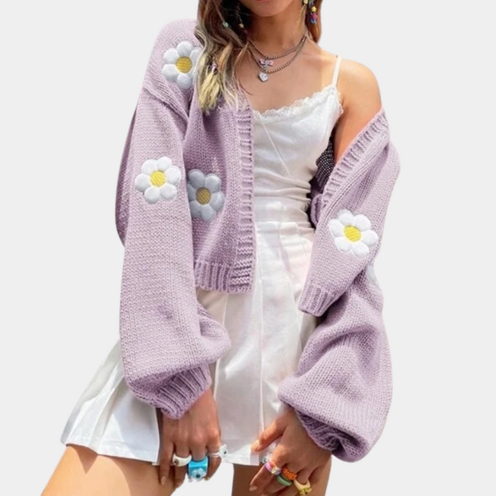 Fernanda - Exklusive Damen-Strickjacke mit Blumenmuster