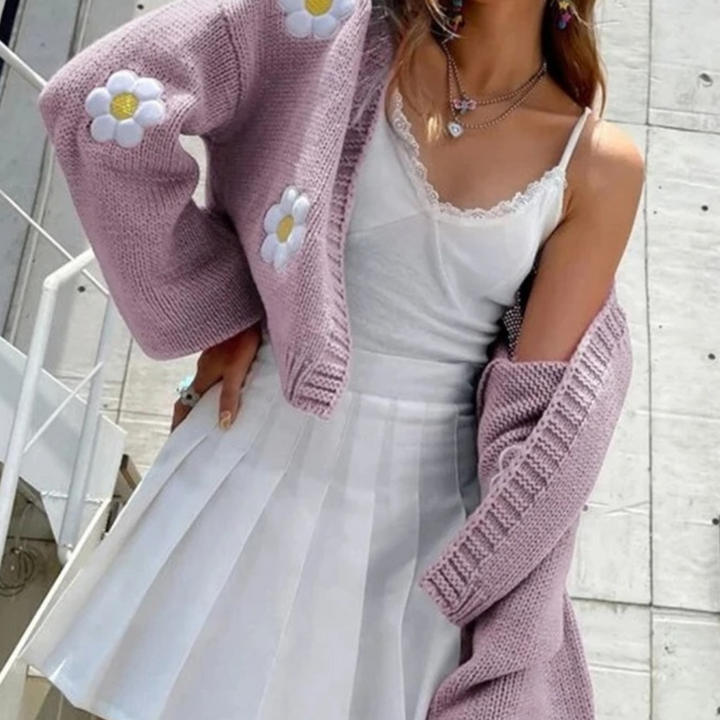 Fernanda - Exklusive Damen-Strickjacke mit Blumenmuster