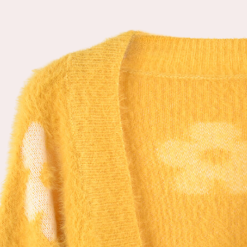 Gaspara - Modische Cardigan mit Floralem Muster Und Laternenärmeln für Damen