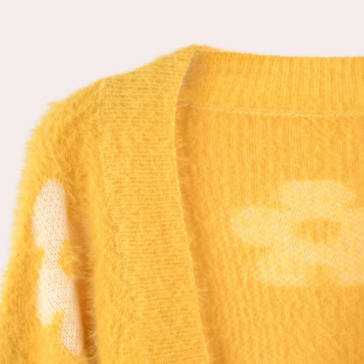 Gaspara - Modische Cardigan mit Floralem Muster Und Laternenärmeln für Damen