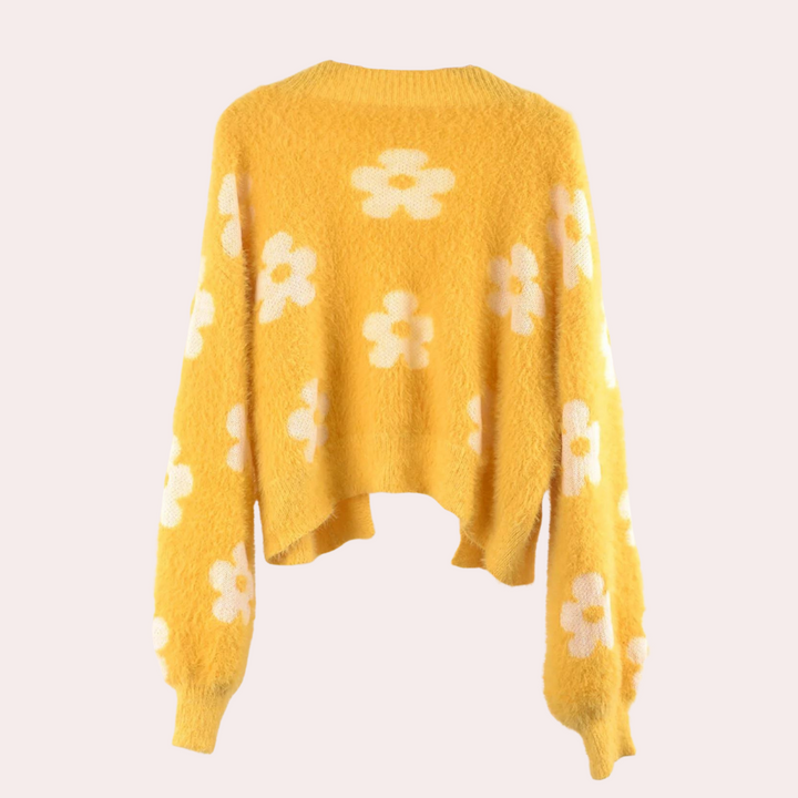 Gaspara - Modische Cardigan mit Floralem Muster Und Laternenärmeln für Damen
