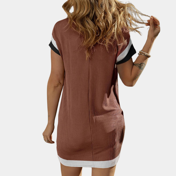 Henriqua - Verspielter Farbblock mit Nadelstreifenmuster Kurzes Kleid für Damen