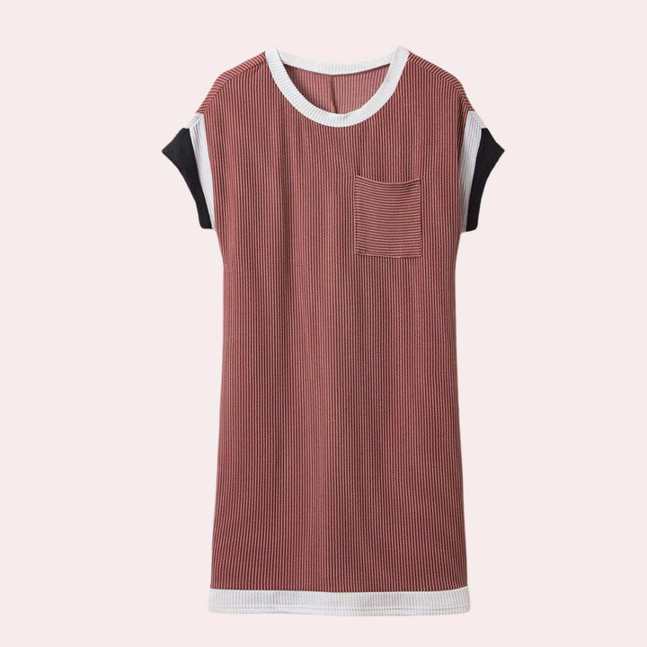 Henriqua - Verspielter Farbblock mit Nadelstreifenmuster Kurzes Kleid für Damen