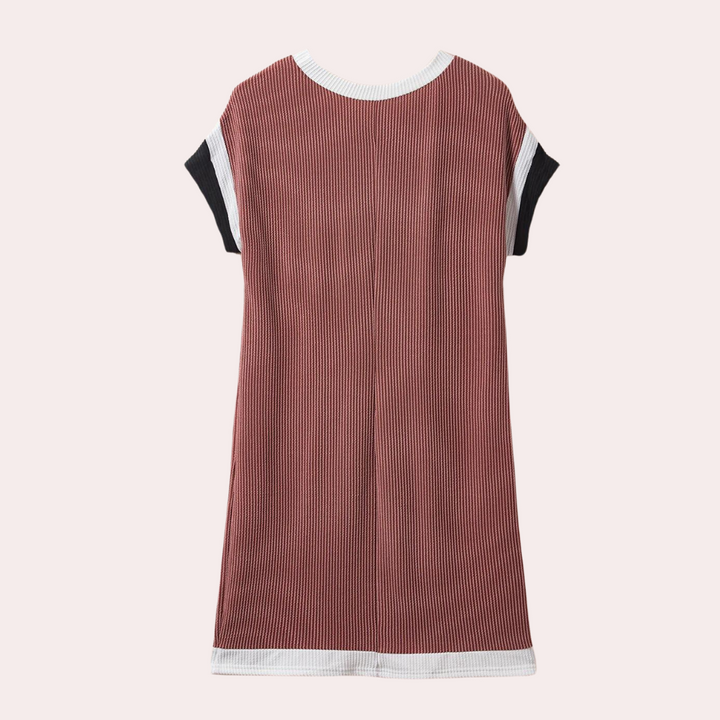 Henriqua - Verspielter Farbblock mit Nadelstreifenmuster Kurzes Kleid für Damen