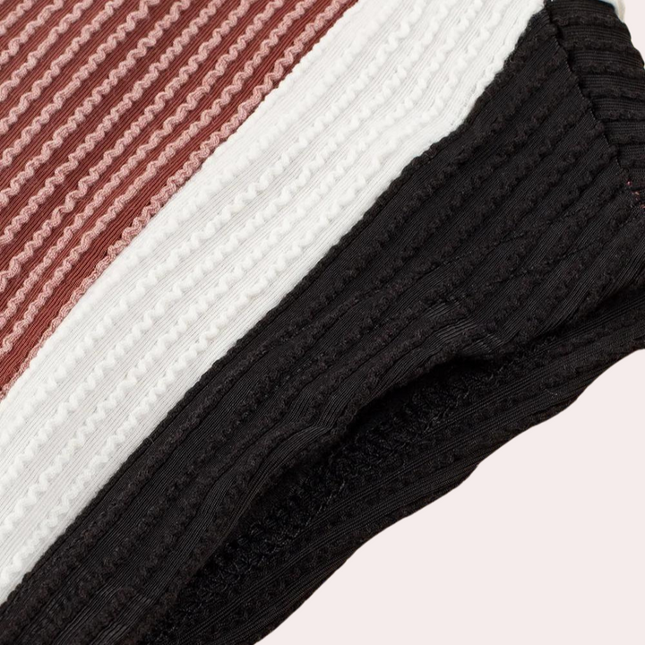 Henriqua - Verspielter Farbblock mit Nadelstreifenmuster Kurzes Kleid für Damen
