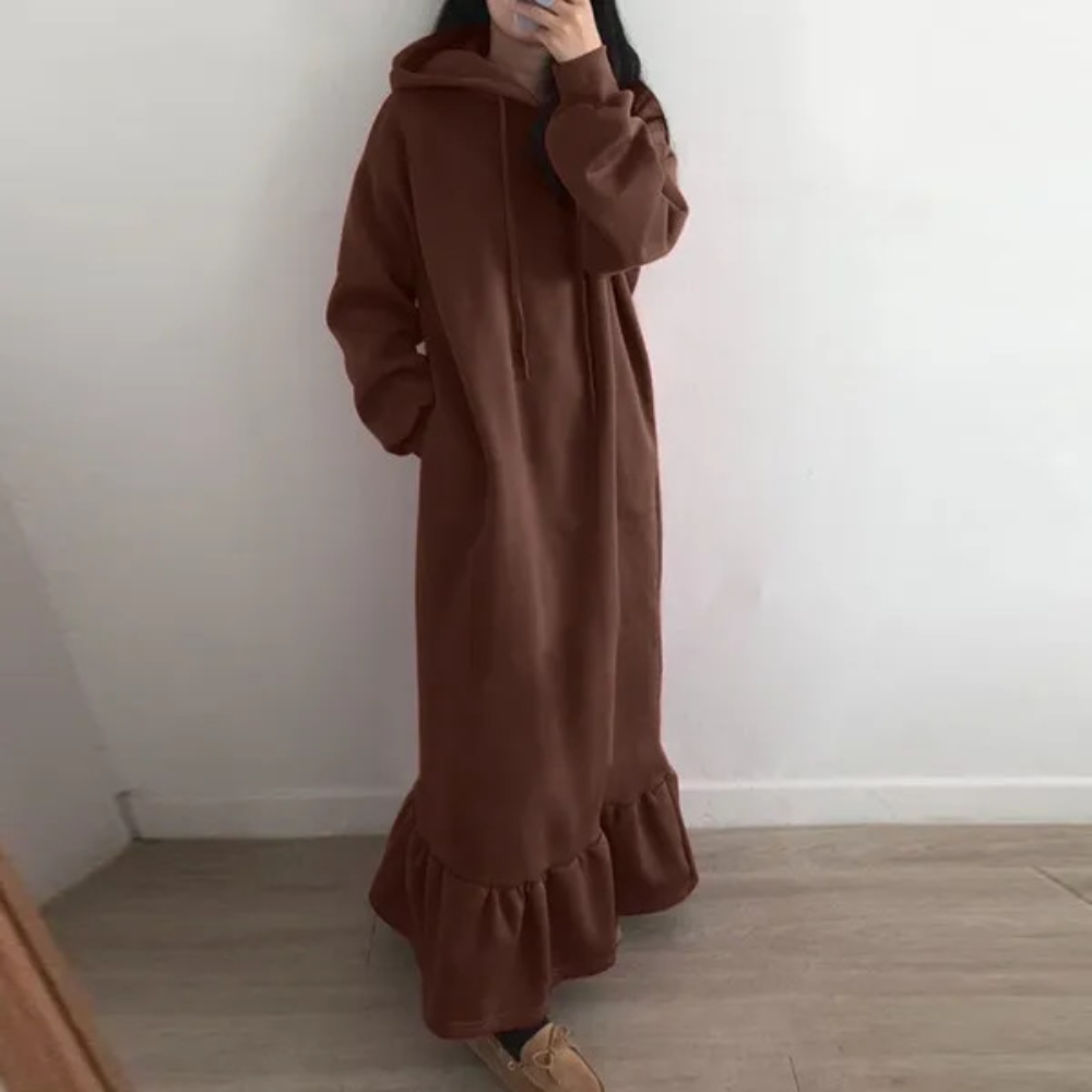 Mandy - Stylisches Langes Damen-Kapuzenkleid