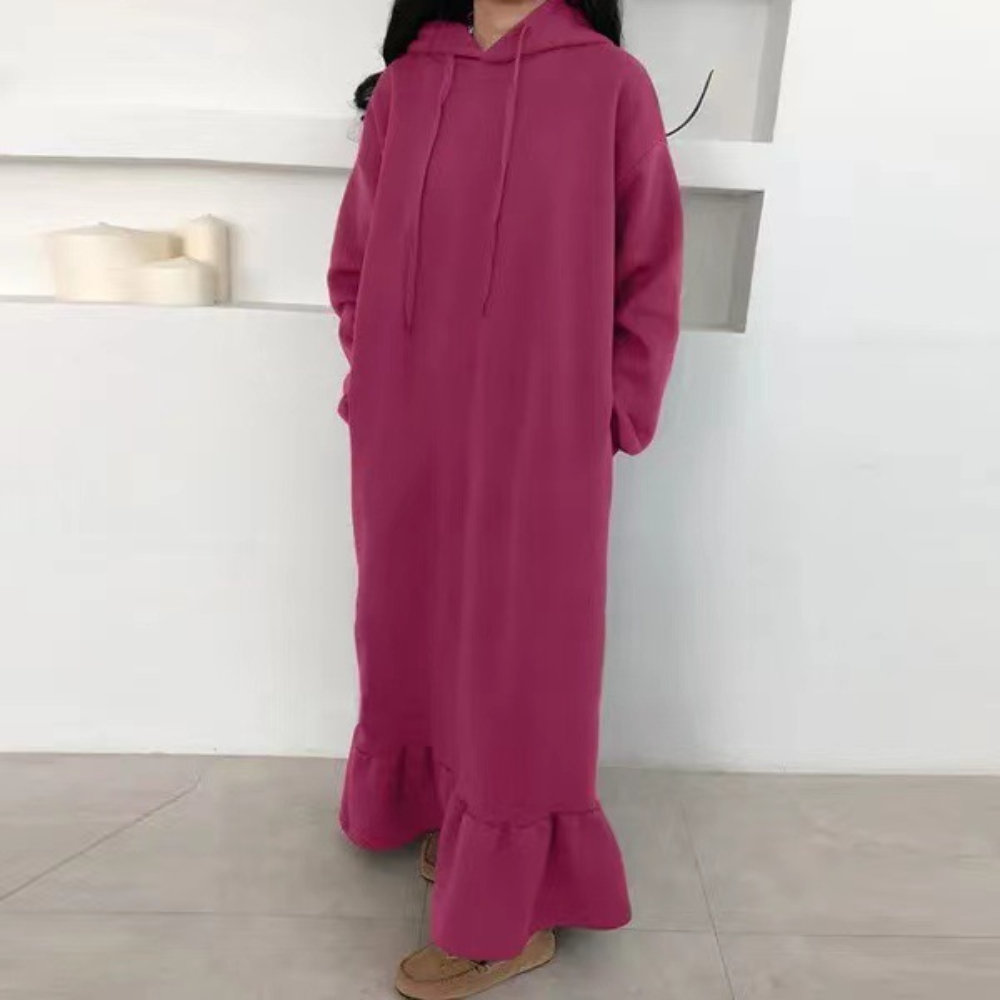 Mandy - Stylisches Langes Damen-Kapuzenkleid