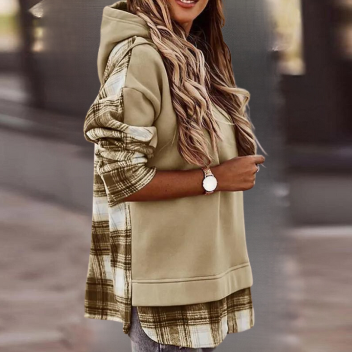 April - Schicker Langarm-Pullover Im Patchwork-Design