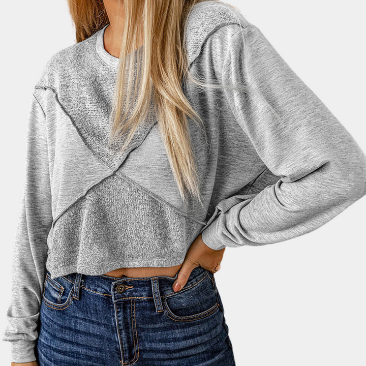 Joanie - Modisches Cropped Oberteile für Damen mit Auffälligem Patchwork-Design