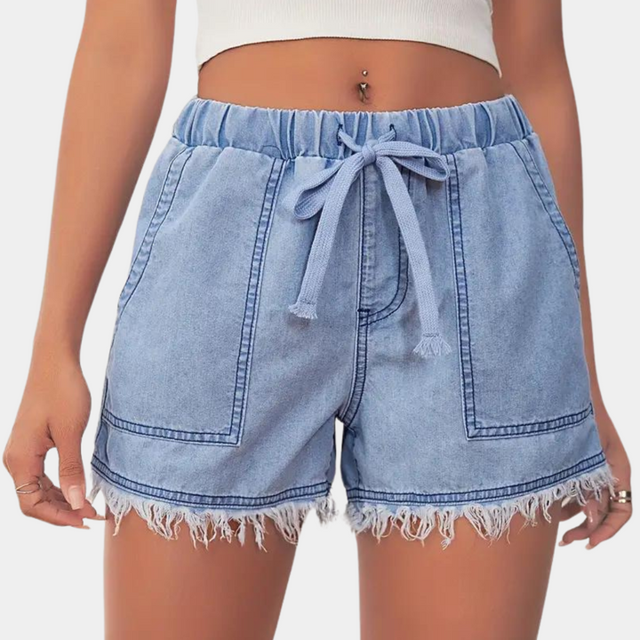 Rosalba - Damen-Sommershorts mit Kordelzug Und Stilvollen Fransen