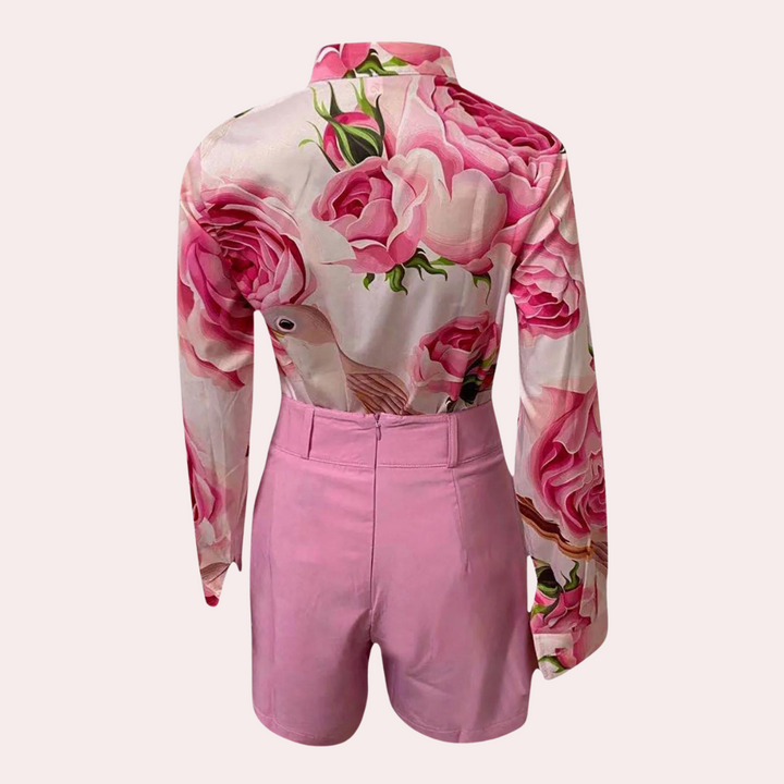 Ora - Sommerliches Tropical Bluse Und Shorts Set