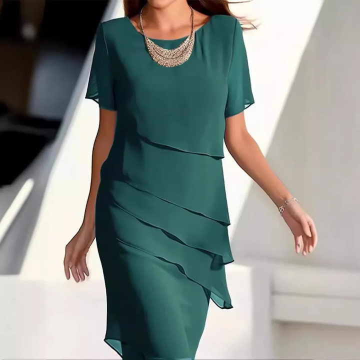 Karmen - Modernes Chiffon-Midikleid mit Elegantem Lagen-Design