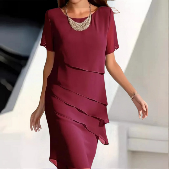 Karmen - Modernes Chiffon-Midikleid mit Elegantem Lagen-Design