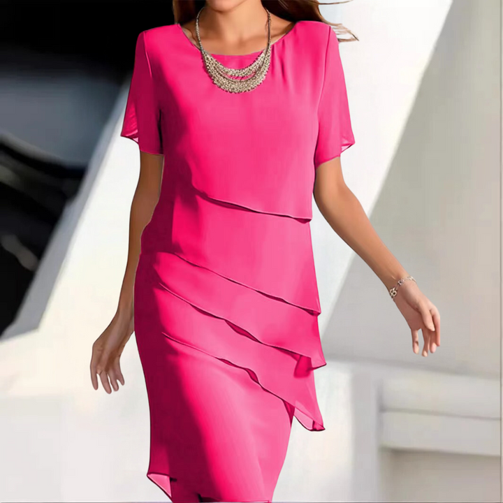 Karmen - Modernes Chiffon-Midikleid mit Elegantem Lagen-Design