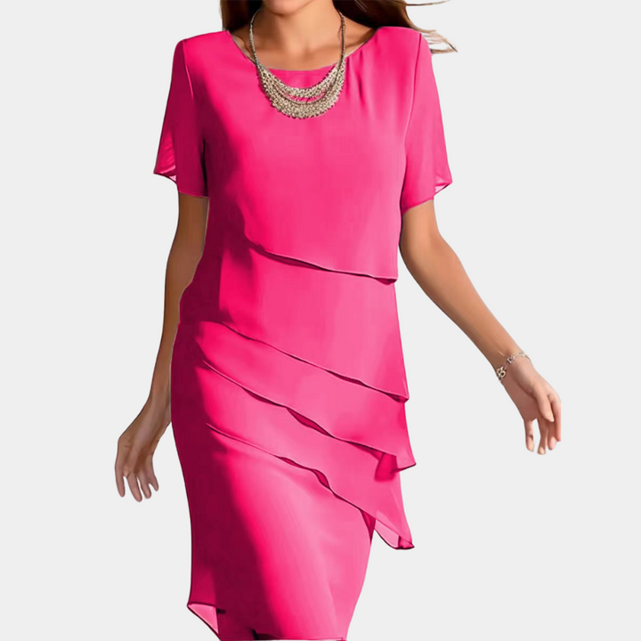 Karmen - Modernes Chiffon-Midikleid mit Elegantem Lagen-Design