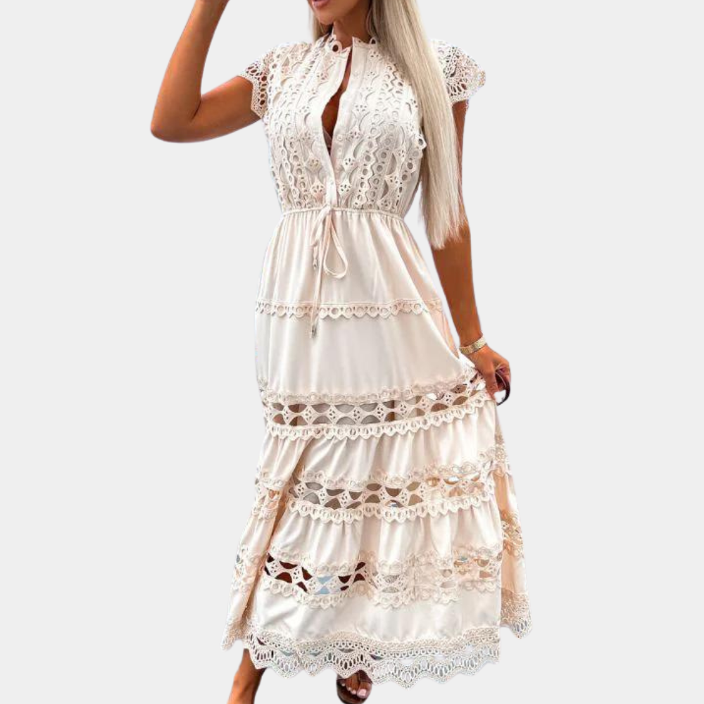 Antonina - Glamouröses Langes Spitzenkleid mit Elegantem Flair