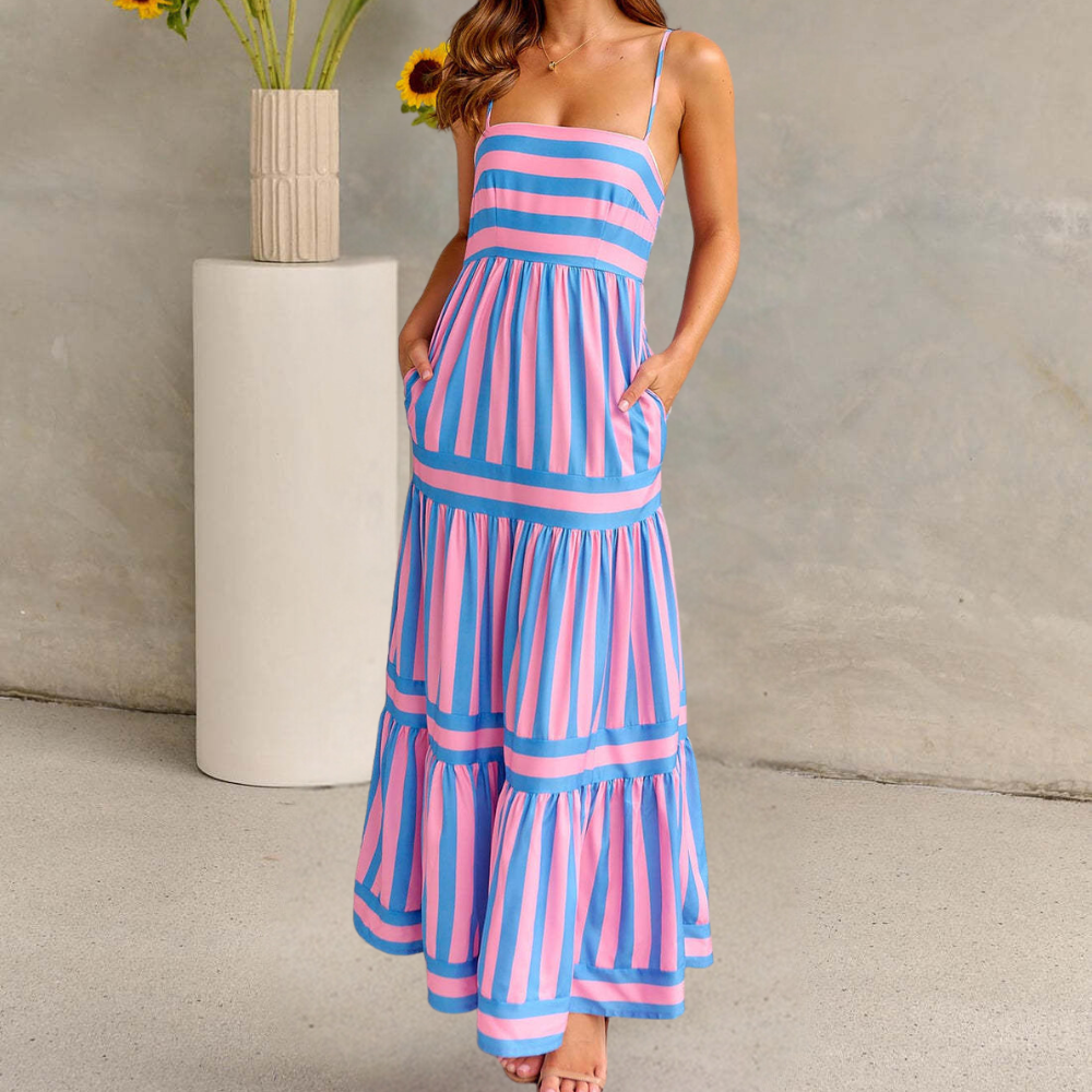 Juliana - Modisches Gestreiftes Sommerkleid für Damen