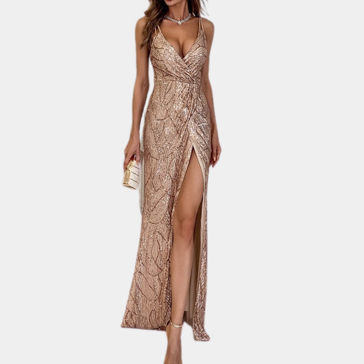 Vianne - Glamouröses Langes Damenkleid mit Pailletten