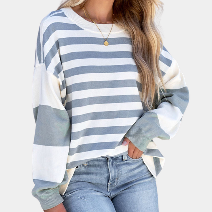 Saffron - Gestreifter Pullover mit Überschnittenen Schultern für Damen