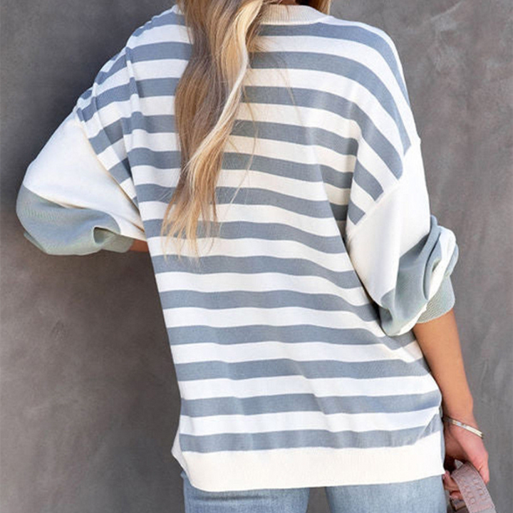 Saffron - Gestreifter Pullover mit Überschnittenen Schultern für Damen