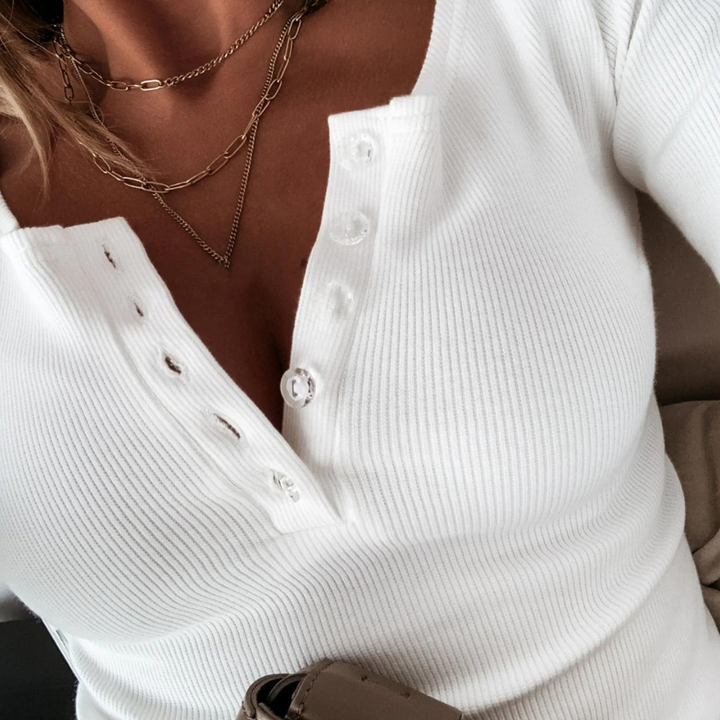 Carolina – Elegantes Langarm Hemden mit Offenem Ausschnitt für Damen