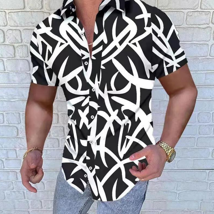 Borislav - Abstrakter Druck Button Up Herrenhemd