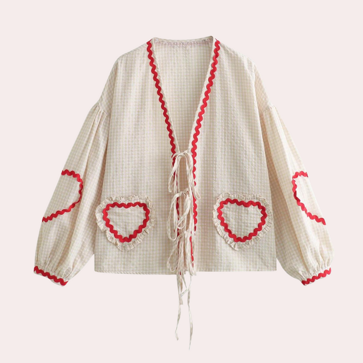 Briony - Damen Stylisches Oberteile mit Herz-Applikation