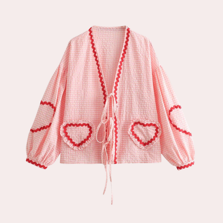 Briony - Damen Stylisches Oberteile mit Herz-Applikation
