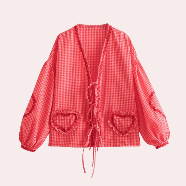 Briony - Damen Stylisches Oberteile mit Herz-Applikation