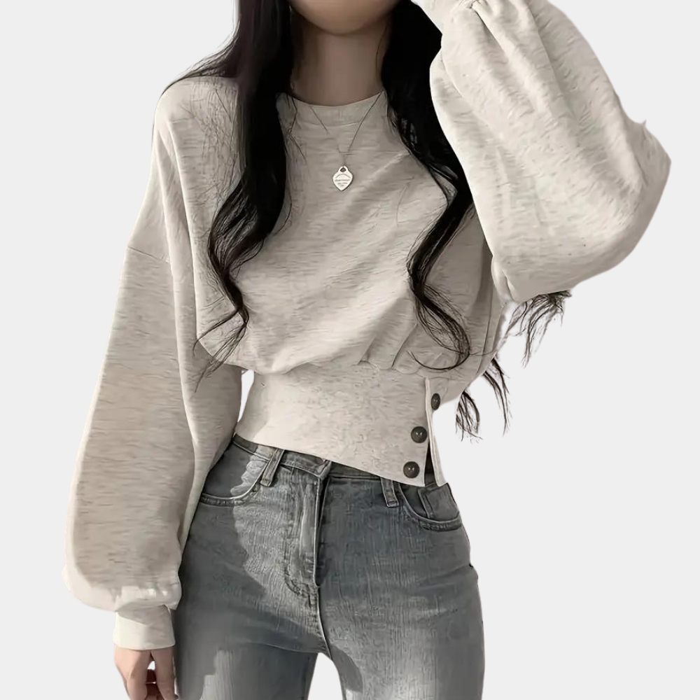 Caterina - Damen Pullover mit Geknöpfter Taille