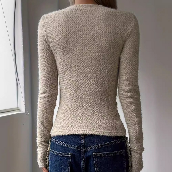 Nerea - Minimalistischer Warmer Damenstrickpullover