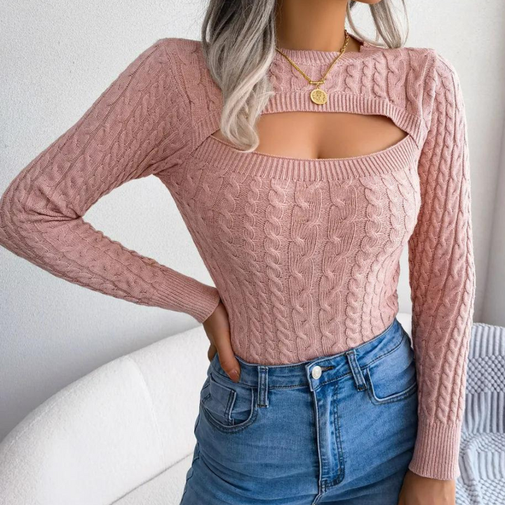 Naomi - Elegance Stilvoller Strickpullover mit Ausschnitt für Damen