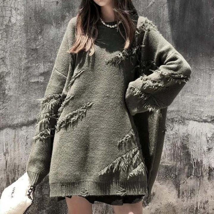 Maxime - Stylischer Ausgefranster Pullover für Damen