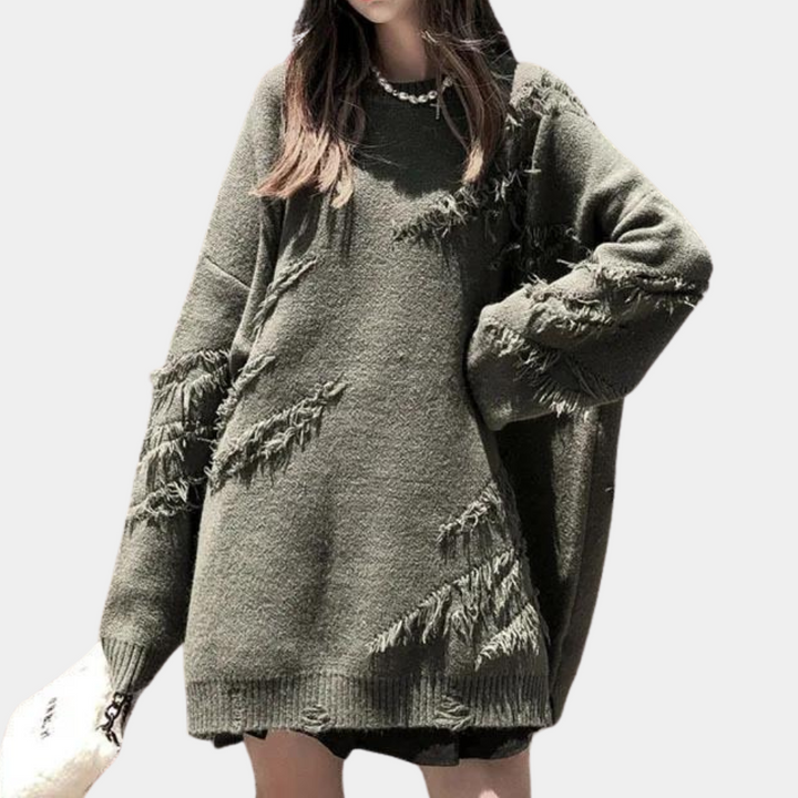 Maxime - Stylischer Ausgefranster Pullover für Damen
