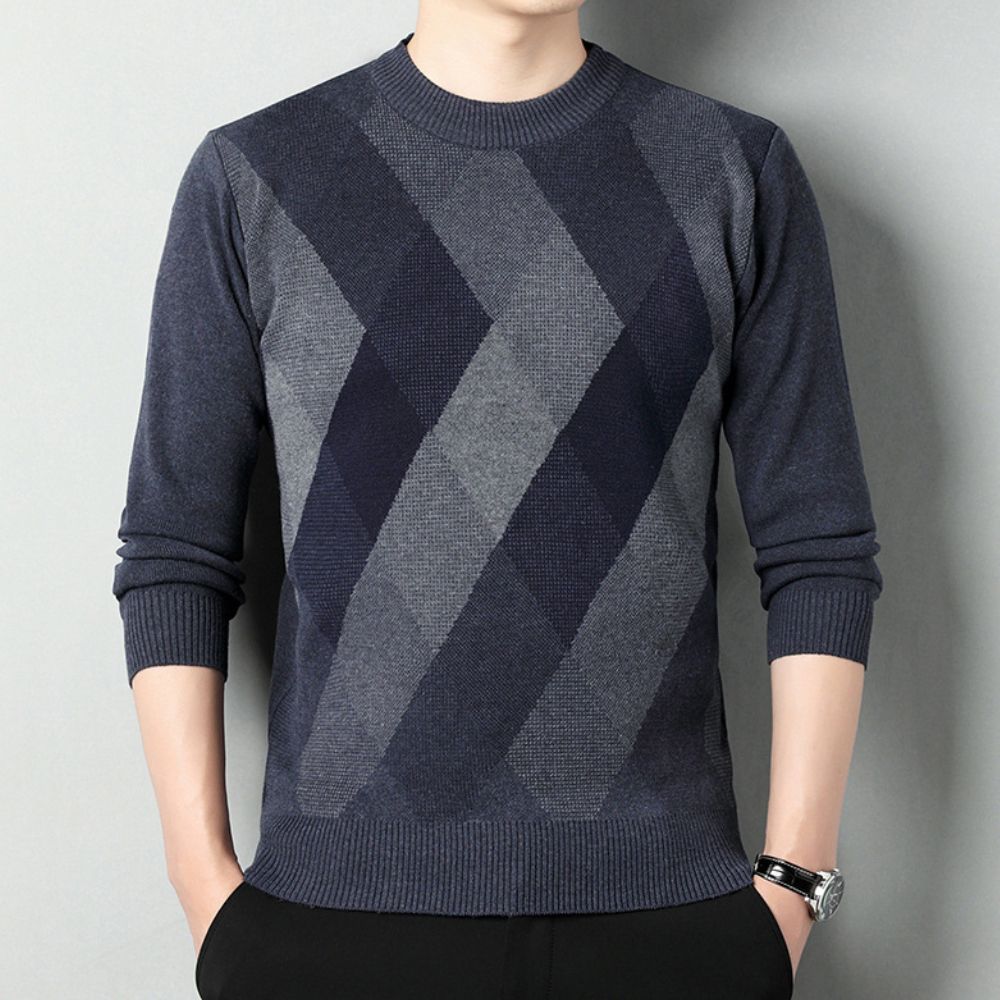 Flaviu - Eleganter Herrenstrickpullover mit Geometrischem Design