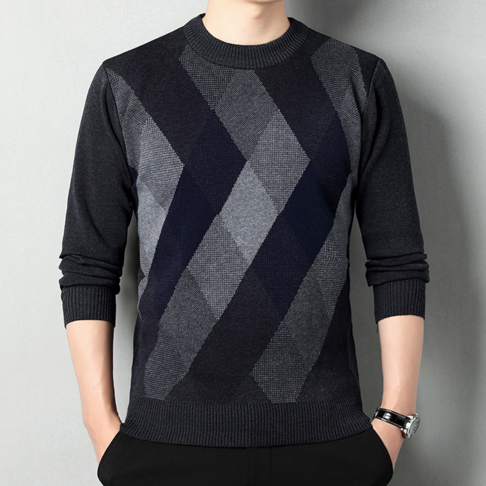Flaviu - Eleganter Herrenstrickpullover mit Geometrischem Design