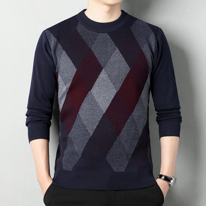 Flaviu - Eleganter Herrenstrickpullover mit Geometrischem Design