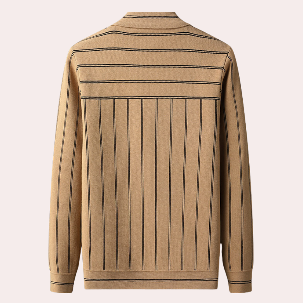 Ozana - Stilvolle Herrenjacke mit Knopfleiste Und Kragen